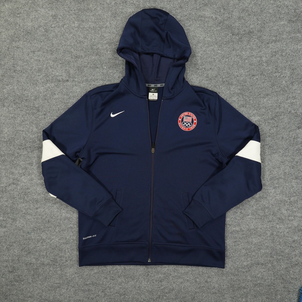 Nike Hoodie Womens XL Navy Blue USA Olympic Team Therma-FIT Full Zip